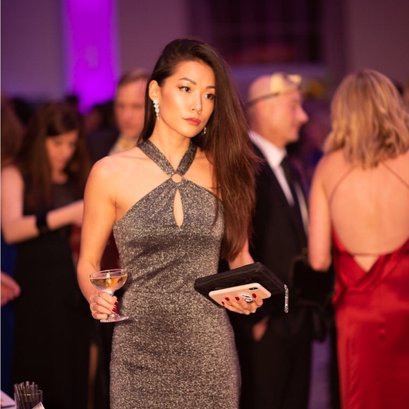 Ted Baker Shimmery silver gown size small - Picture 3 of 9